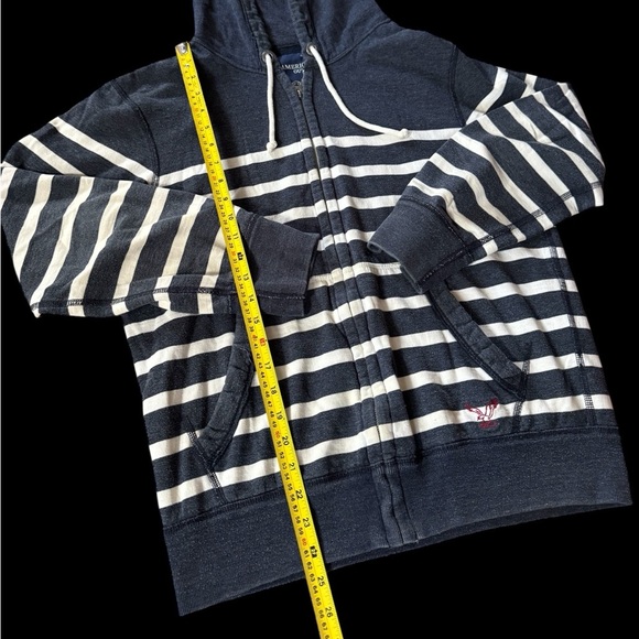 American Eagle Mens Hooded Striped Full Zip Sweatshirt Jacket Sz Medium - Picture 4 of 4